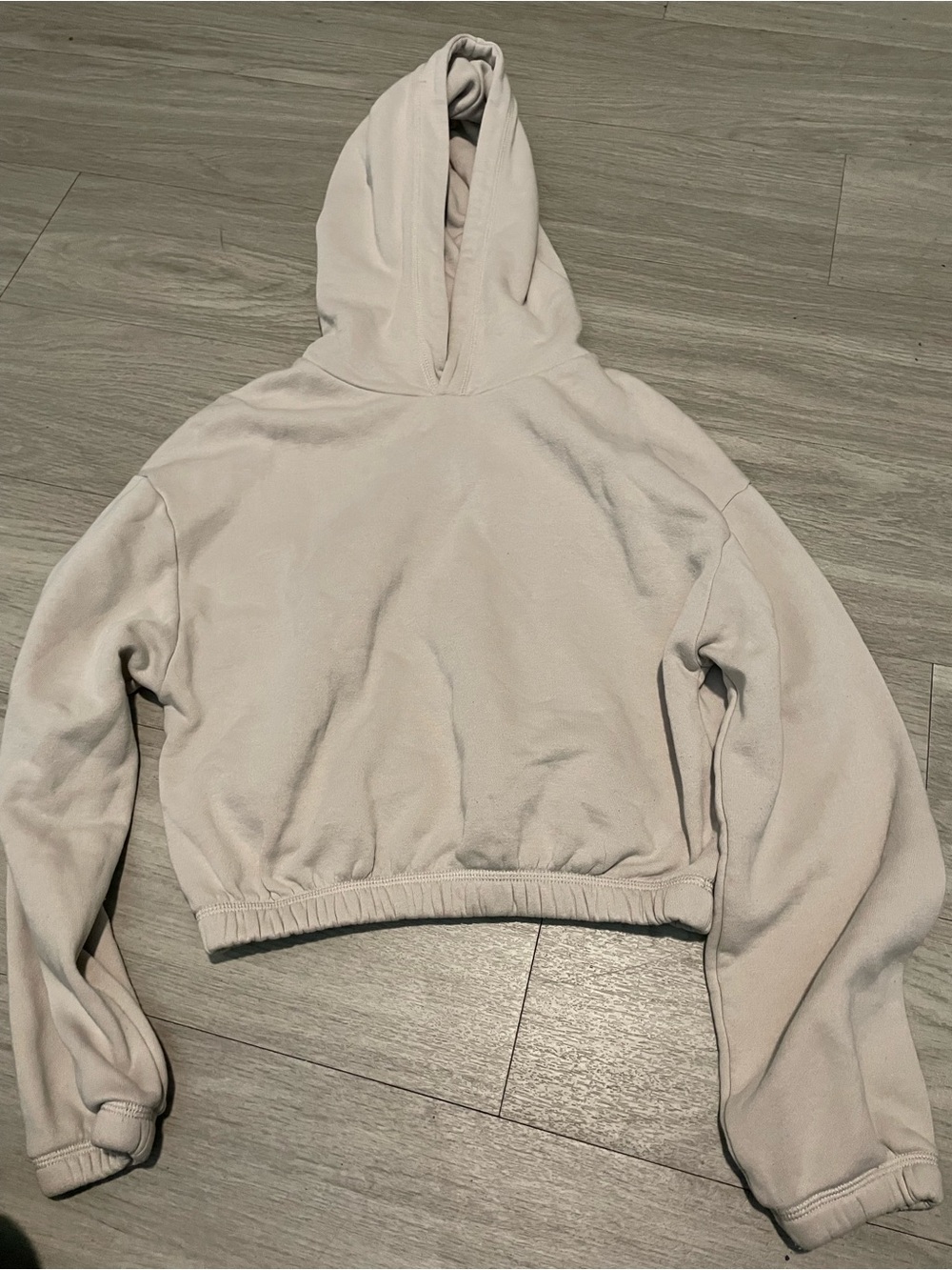 Zara Cropped Hooded Sweatshirt - Light Cream